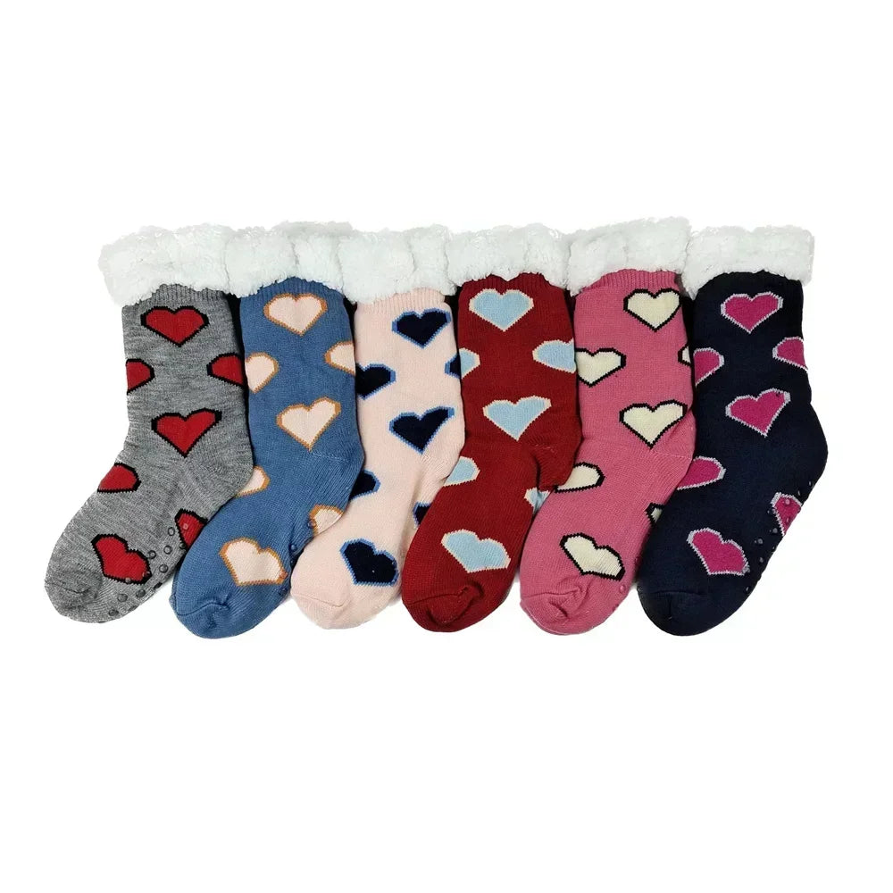 2er Set flauschige Damen Thermo-Socken rutschfest warm Plüsch Weihnachten