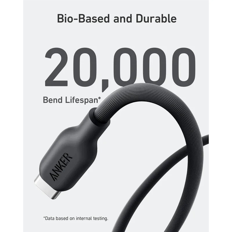 Bio-basiertes USB-C Ladekabel 240W, 1.8m, langlebig - schnellladefähig