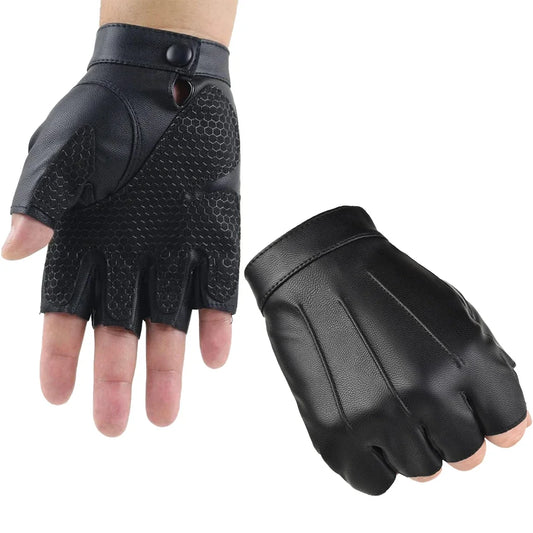Winddichte fingerlose Fahrhandschuhe PU-Leder warm rutschfest M L XL
