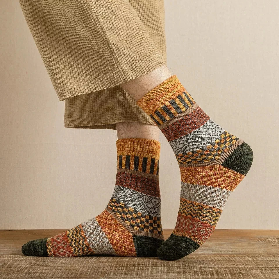 5 Paar warme dicke Herrensocken im Retro Stil EU38 44