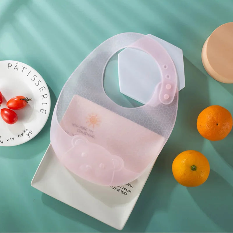Leichtes ölbeständiges Baby-Lätzchen aus transparentem Silikon in Lebensmittelqualität