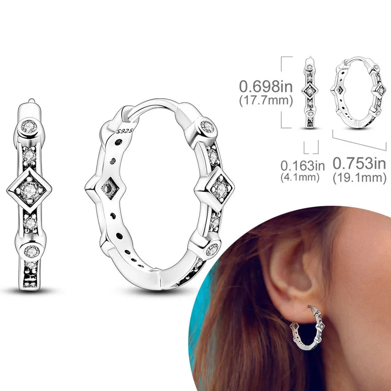 925 Sterling Silber Creolen mit Zirkonia Wassertropfen für Damen