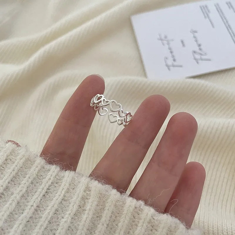 Verstellbarer Silberring mit hohlen Linien, stylischer Punk-Schmuck Unisex