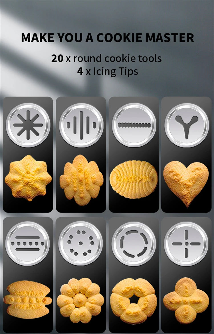 Kekspresse Set - Edelstahl Keksform mit 20 Scheiben und 4 Düsen für individuelle Plätzchen