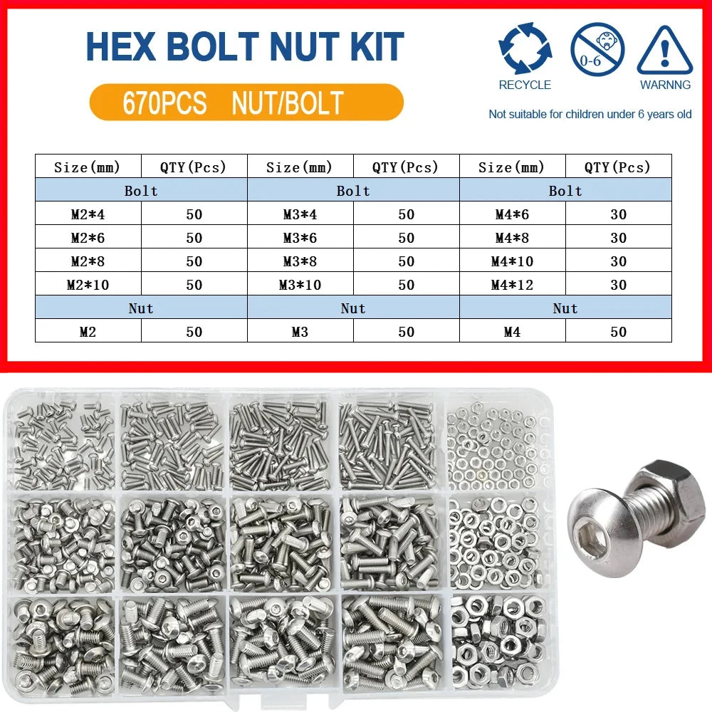 Edelstahl Sechskantmutter und Schrauben Set für vielseitigen Einsatz