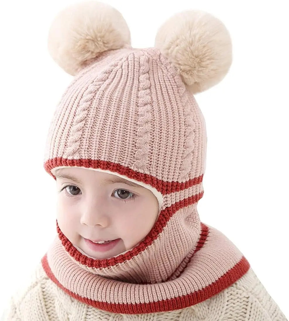 Baby Kinder Strickmütze mit Bär Ohren Warm für Herbst und Winter 1-4 Jahre