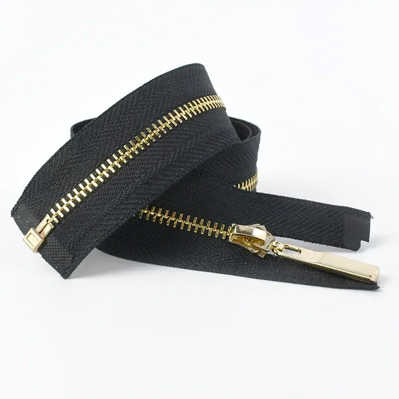 Metall Reißverschluss goldene Zähne offen 40-70cm für Taschen Jacken Kleidung
