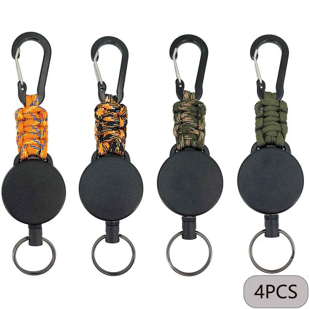 Einziehbarer Schlüsselanhänger mit Karabiner Outdoor Diebstahlschutz