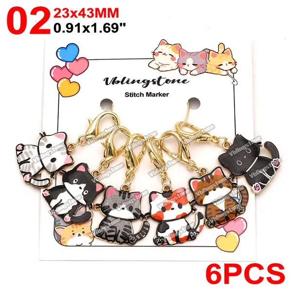 Mix Metall Katze Anhänger Häkeln und Stricken Stich Marker Kits Nadel Clip