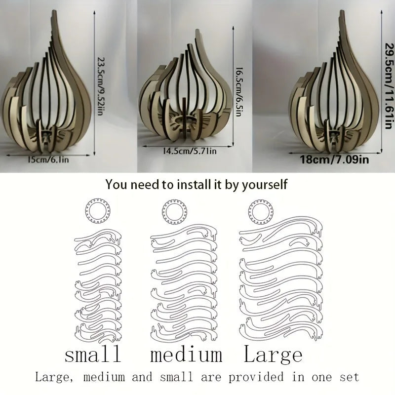 Handgefertigtes 3-teiliges Kerzenhalter-Set aus Holz-Yabubest - Home & More