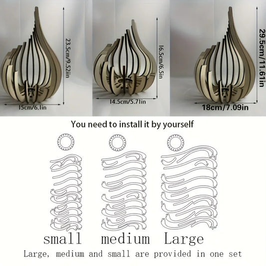 Handgefertigtes 3-teiliges Kerzenhalter-Set aus Holz-Yabubest - Home & More