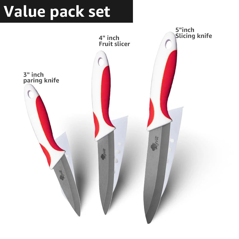 Keramik Messer Set 3-6 Zoll: Vielseitig, Scharf, Schwarze Zirkonia Klinge