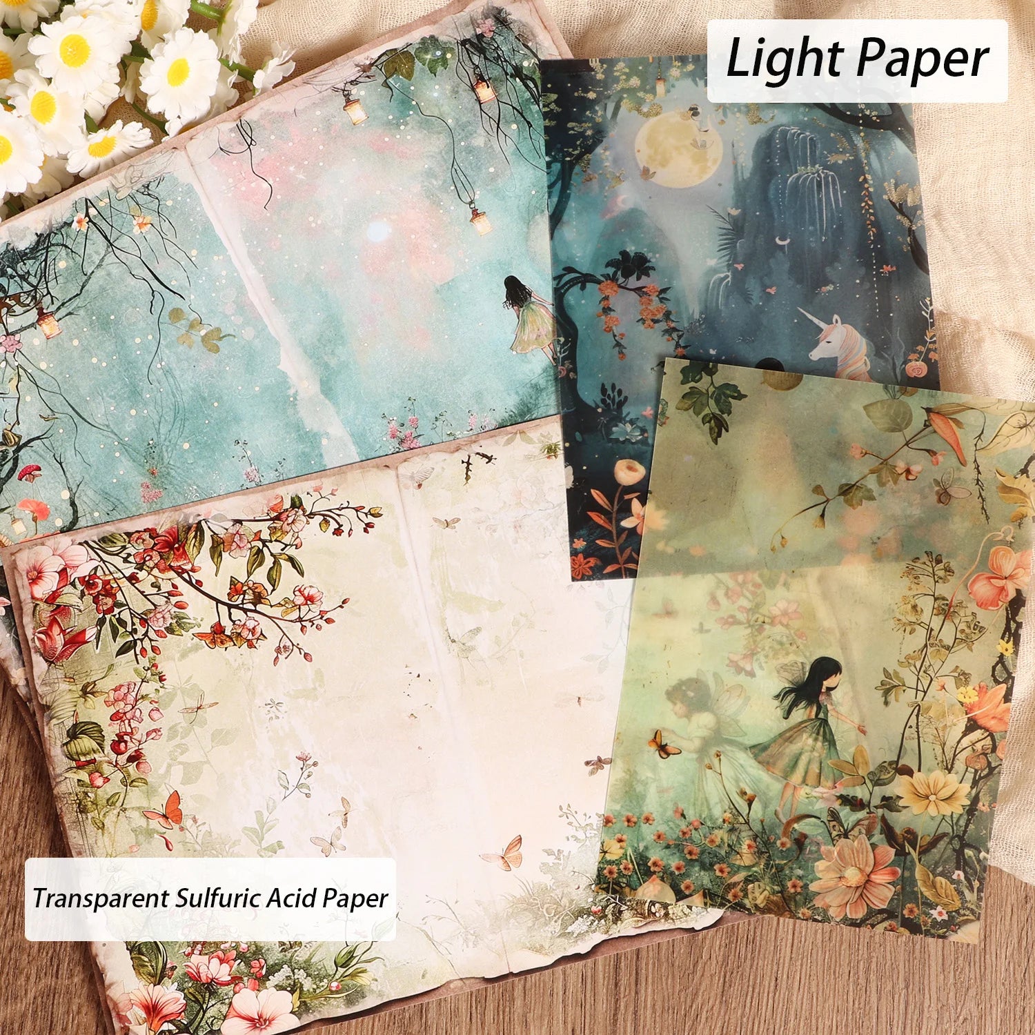 Set mit A5-Deko- und Transparentpapieren für kreatives Scrapbooking