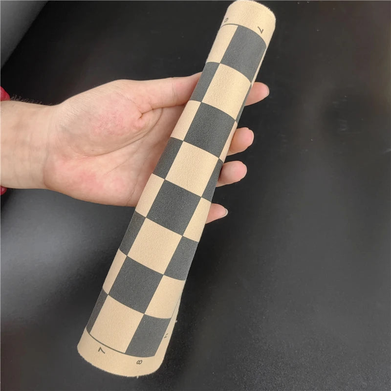 Faltbares internationales Schachbrett 27x27 cm Leder-Fleece Material