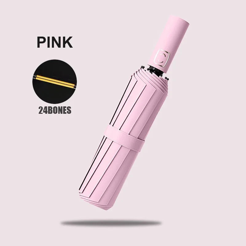 Großer 24-Knochen Automatikschirm UV-Schutz faltbar Regenschirm Erwachsen