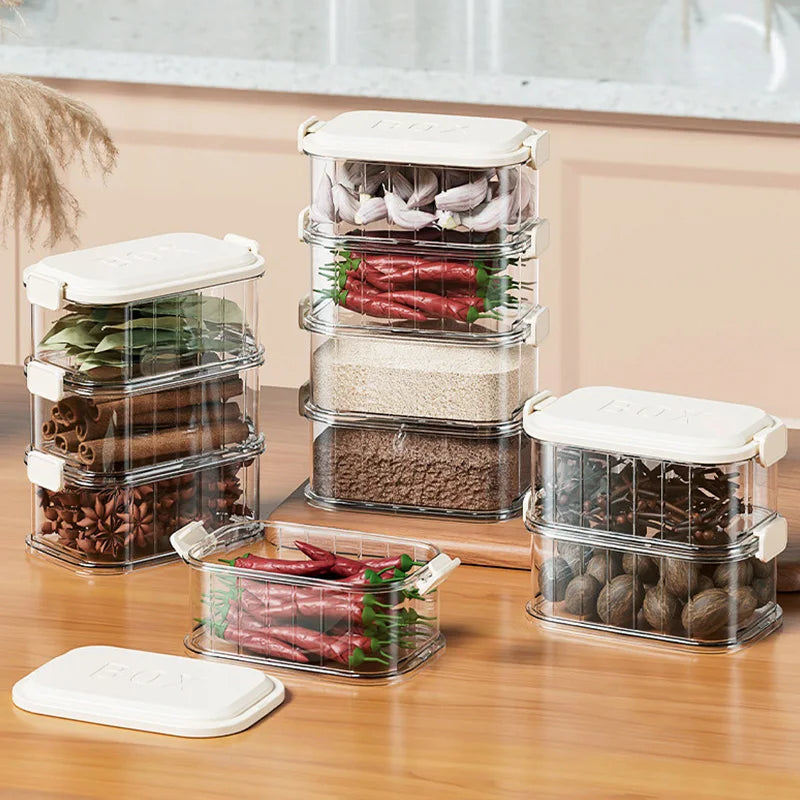 Gewürz Aufbewahrungsboxen PP Schrank Organizer Klar Versiegelt Mehrfachpackung