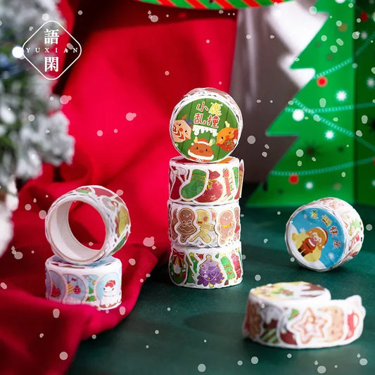 Washi-Papier Stanzband 150 Stück Weihnachten 8 Designs 15mm breit