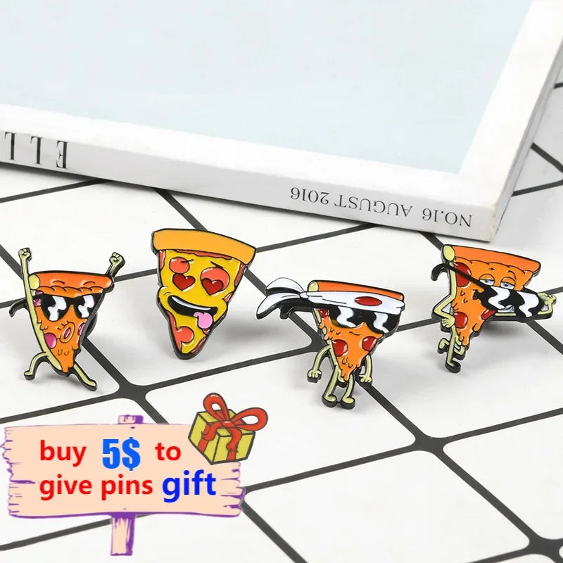 Lustige Pizza Mann Emaille Pin Brosche für Kleidung & Taschen