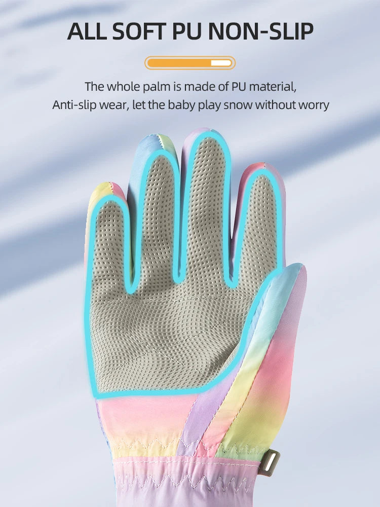 Warme wasserdichte Kinder Skihandschuhe mit Fleece und Reißverschluss