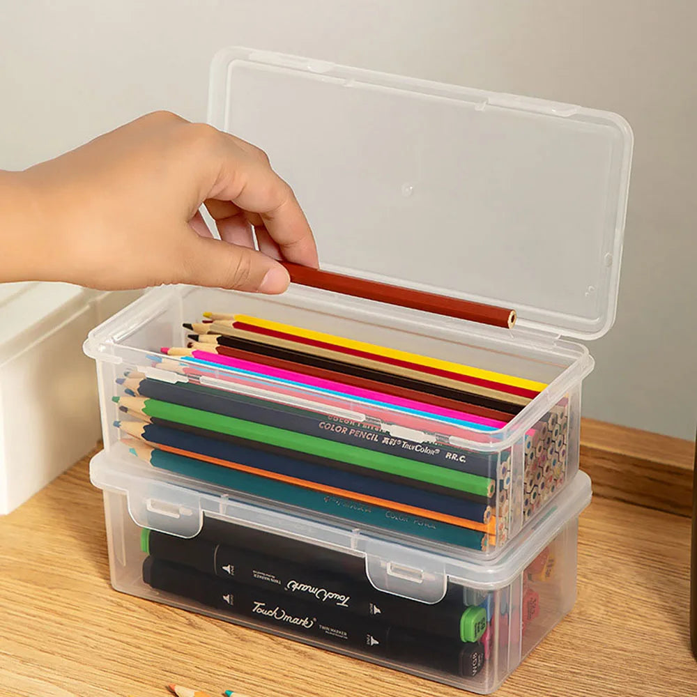 Durchsichtige Kunststoff Bleistiftbox mit großer Kapazität für Büro - Schule