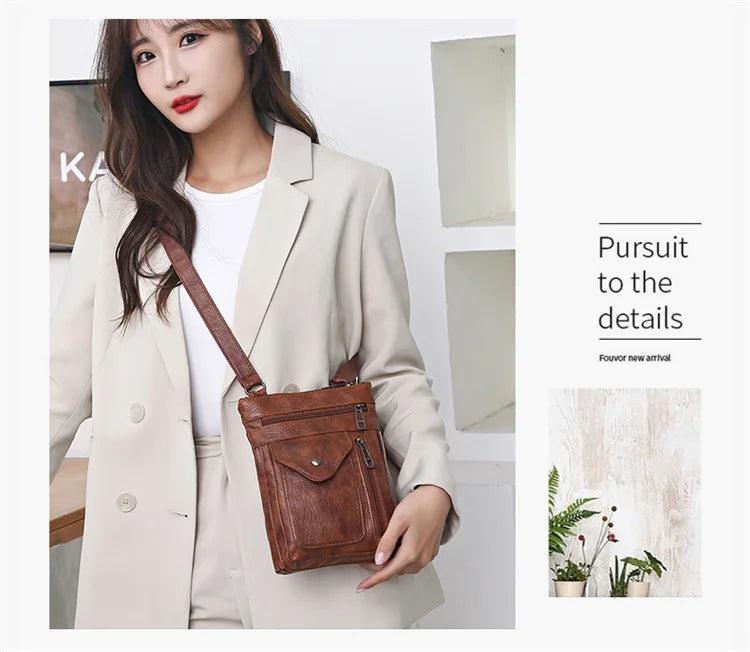 Modische Umhängetasche aus weichem Leder für Damen Handytasche