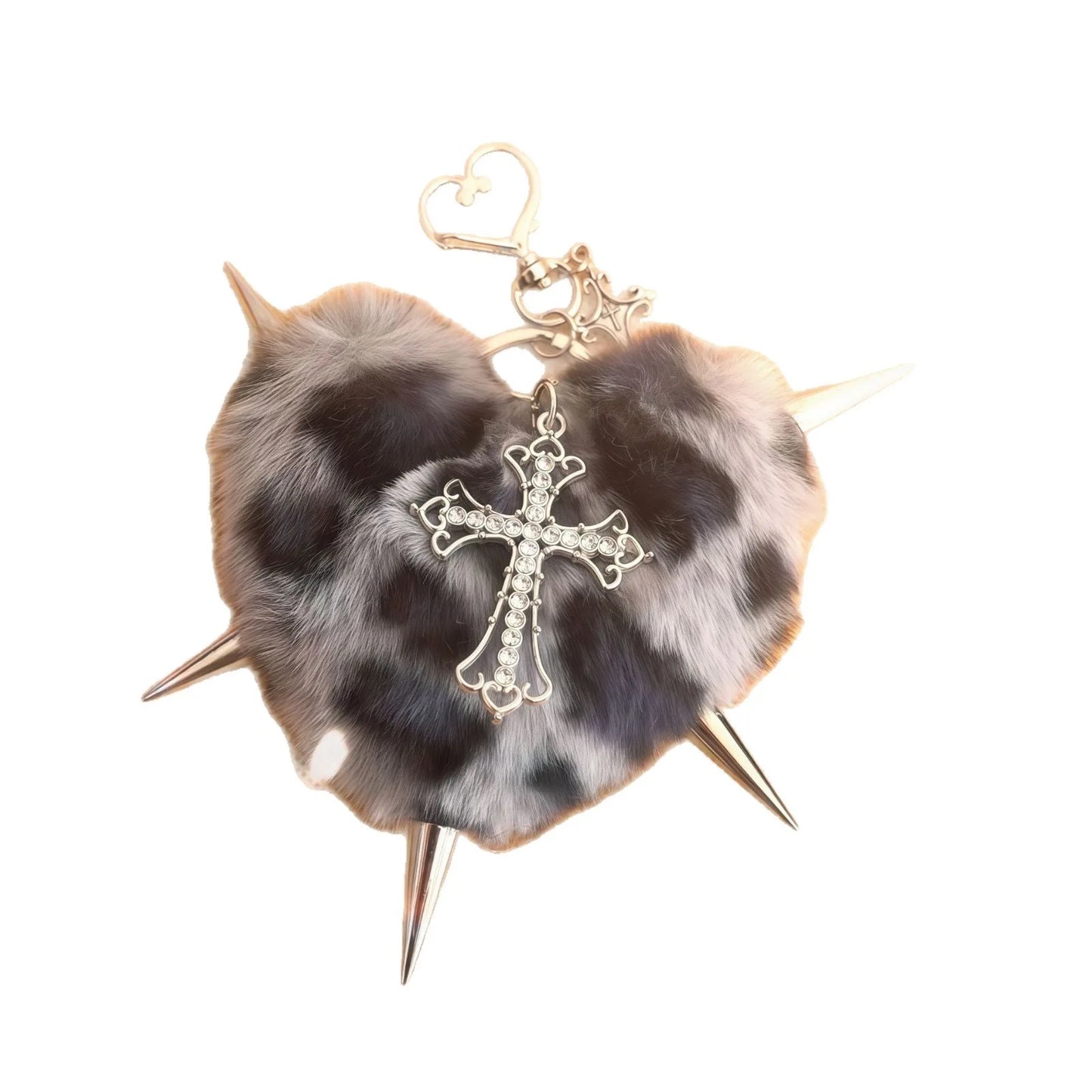 Punk Schlüsselanhänger Herz Leopardenmuster Nieten Grunge Tasche Deko-Yabubest - Home & More