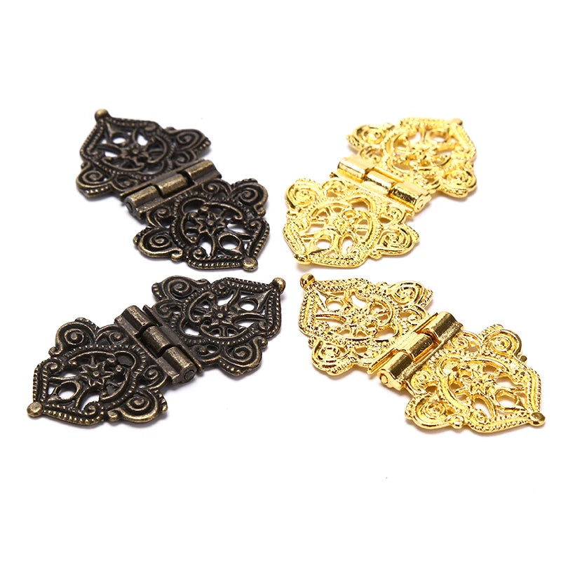 5er Set dekorative Bronze Scharniere für Holzkisten und Schmuckboxen