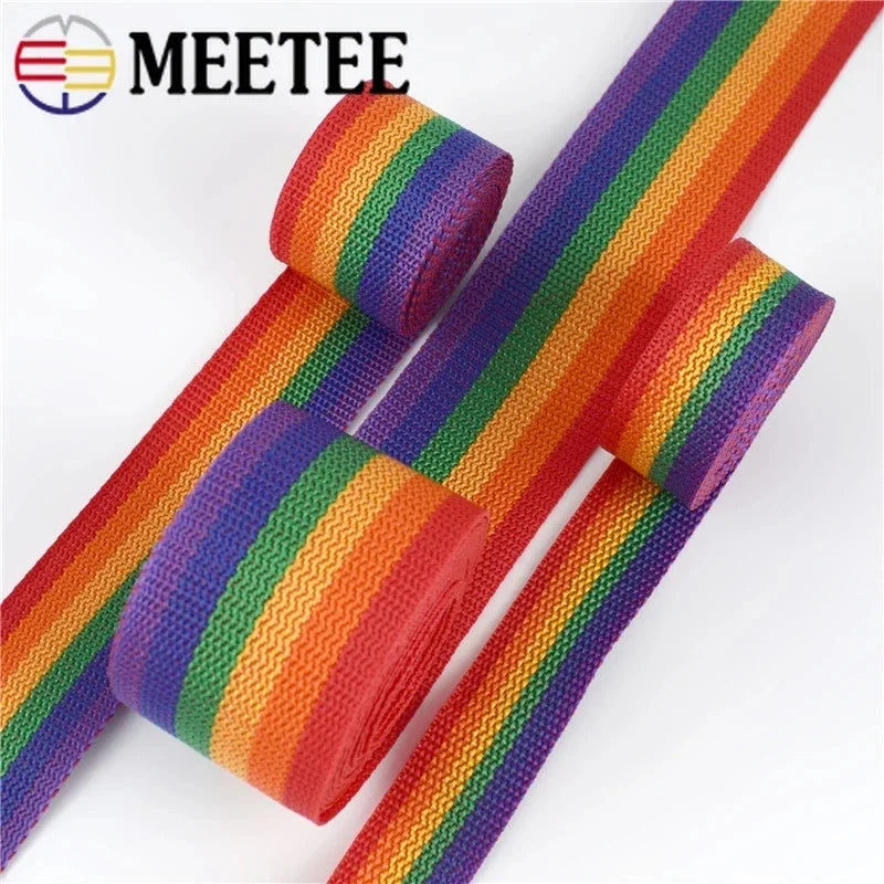 Regenbogen Nylon Gurtband 5/10m 20-50mm für Rucksack, Gürtel, DIY