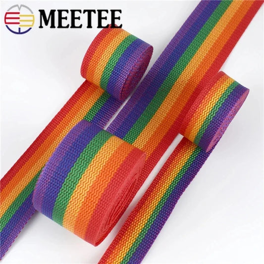 Regenbogen Nylon Gurtband 5/10m 20-50mm für Rucksack, Gürtel, DIY