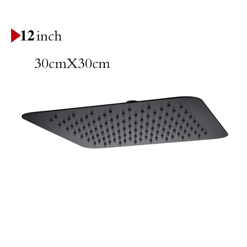 Ultradünner Edelstahl Duschkopf Regenduschkopf 8 10 12 16 Zoll Schwarz