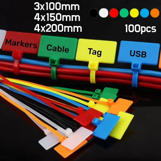 100 Nylon Marker Kabelbinder 25mm breit versch Farben 100 150 200mm Länge