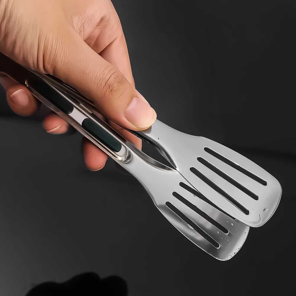 Rutschfeste Edelstahl-Lebensmittelzange 3er-Set für Grill, Küche - Buffet