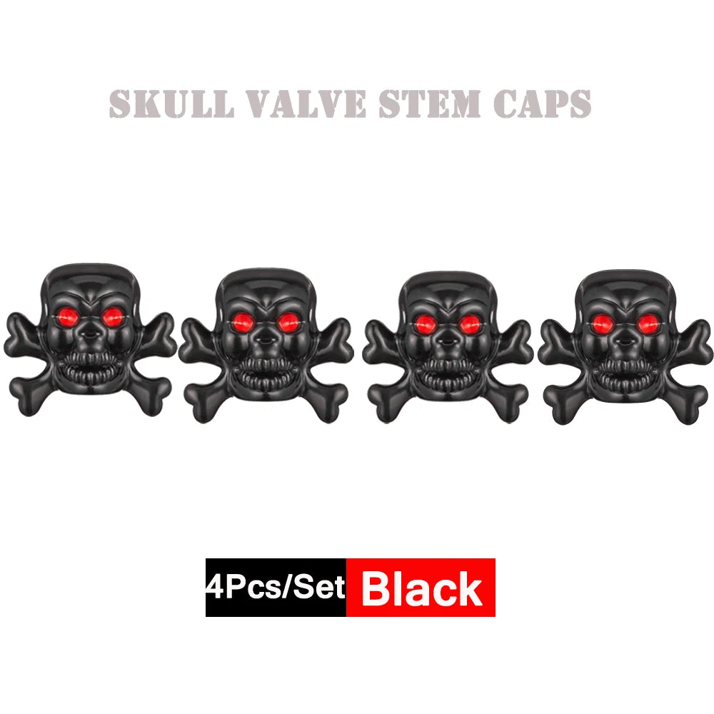 4er Set Totenkopf Ventilkappen Universal Staubdichte Reifenventilkappen