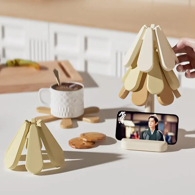 Hitzebeständige Baum-Design Untersetzer aus Silikon für Tischschutz