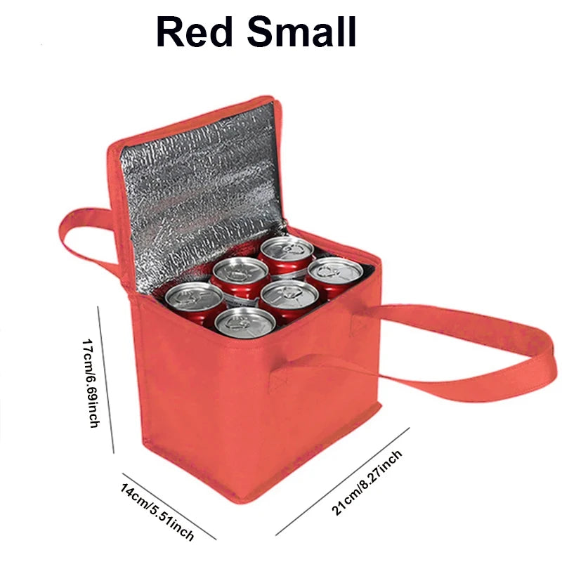 Isolierte, zusammenklappbare Lunch-Kühltasche in Schwarz oder Rot – kompakt - praktisch