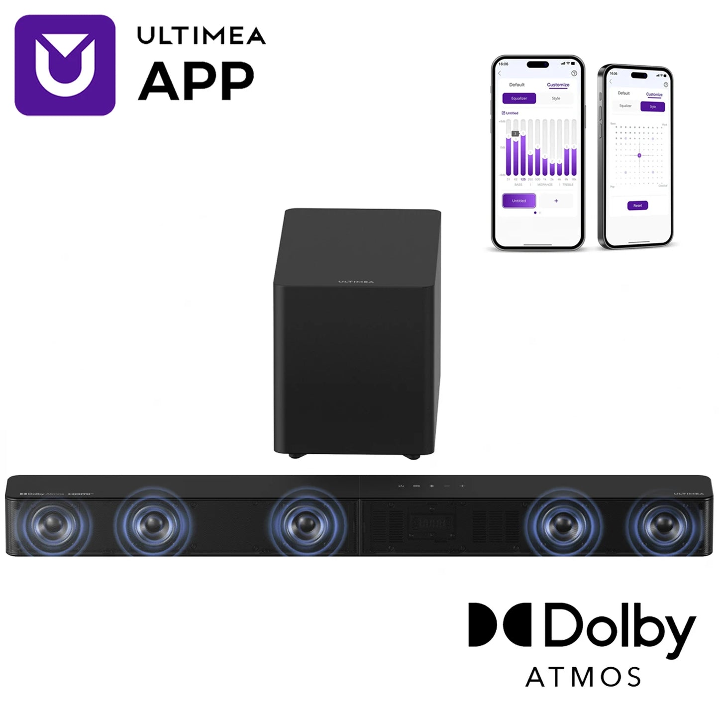 ULTIMEA 5.1CH Soundbar mit Subwoofer, Dolby Atmos für Smart TV