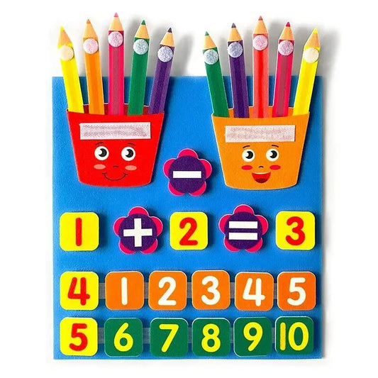 Spielerisch Mathe Lernen: Pädagogisches Filz Lernbrett 30x28,7 cm für Kinder