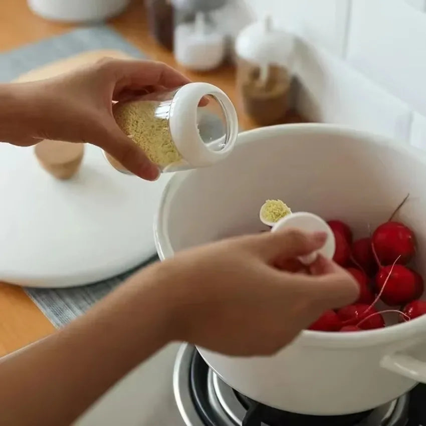 Glas Gewürzgläser mit Aufklebern Löffel Salz Zucker Pfeffer Lagerung Set