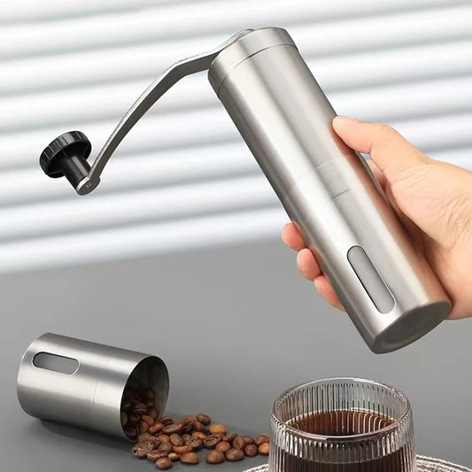 Tragbare manuelle Kaffeemühle aus Edelstahl mit Keramikmahlwerk