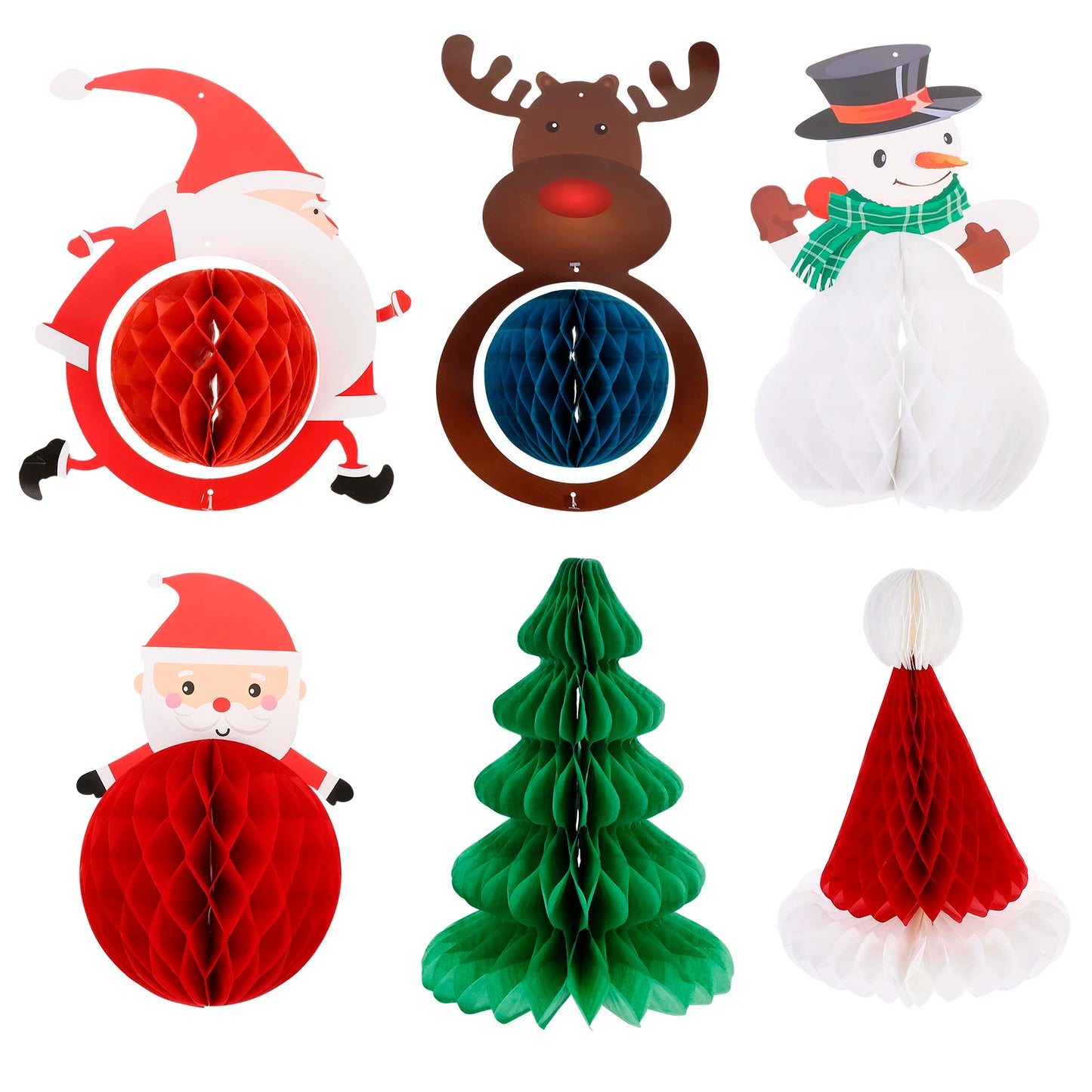 6-teiliges Weihnachtsbaum-Ornament Set mit hängenden Wabenbällen
