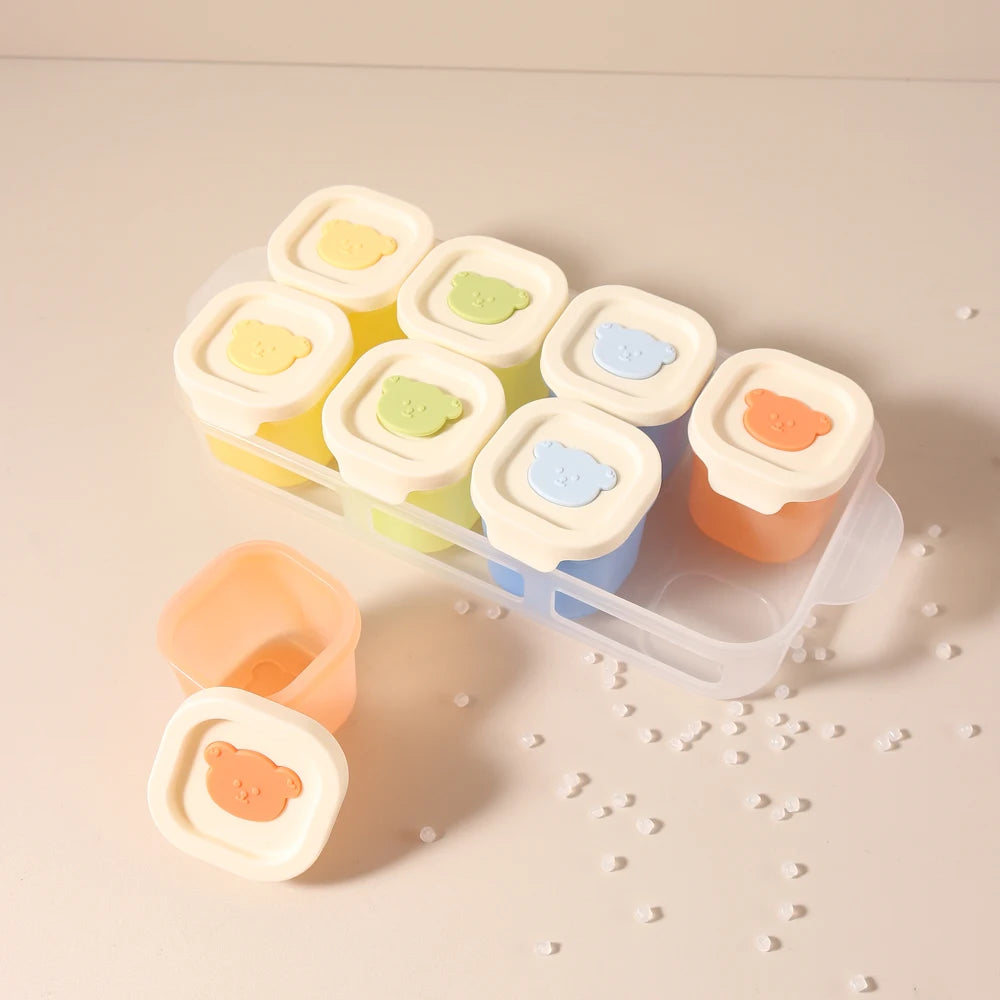 Kleine Lebensmittelbox für Babys mit Deckel, gedämpfte Kuchen- und Eiswürfelform