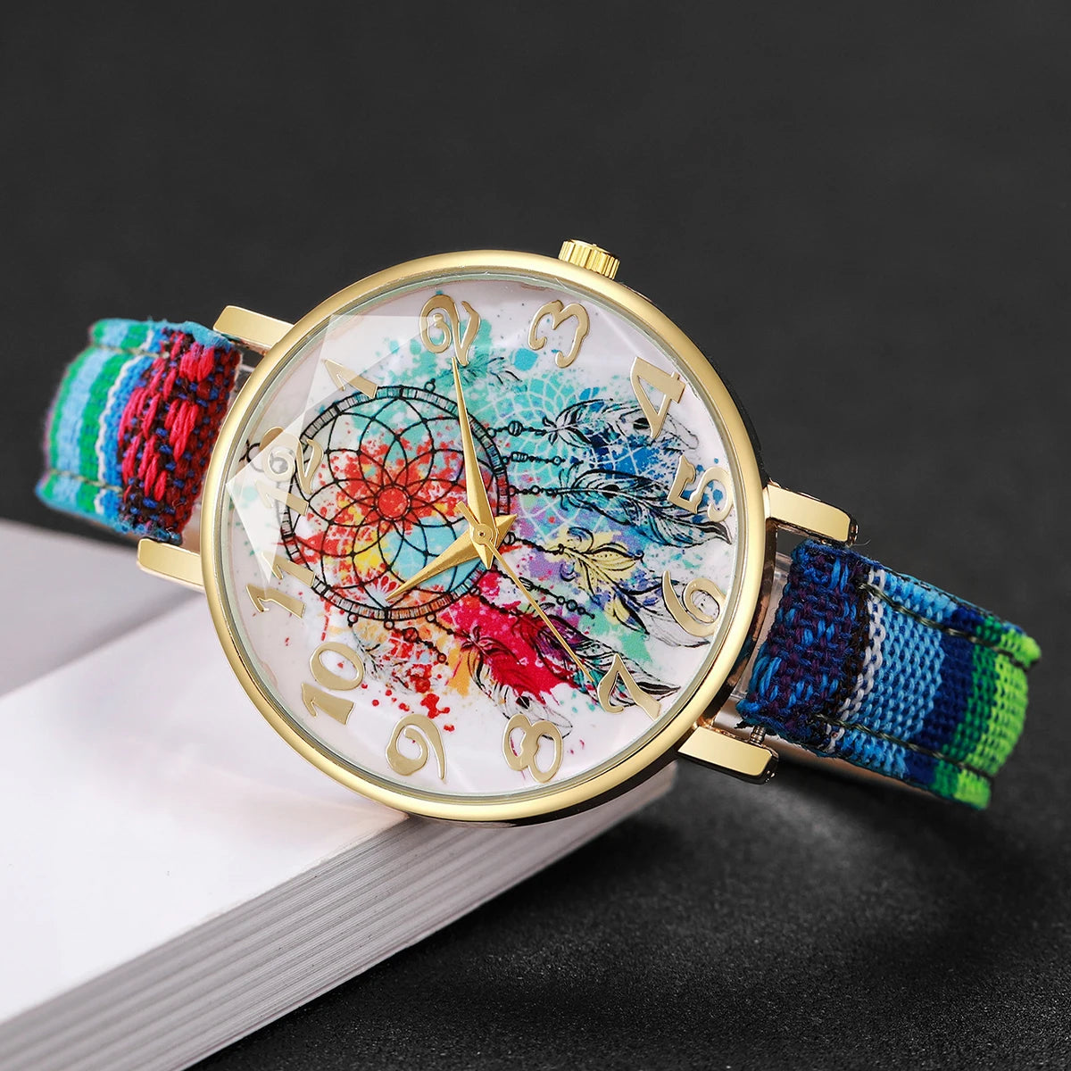 Elegante Damen Quarzuhr mit Lederband und Arabischem Zifferblatt-Yabubestshop