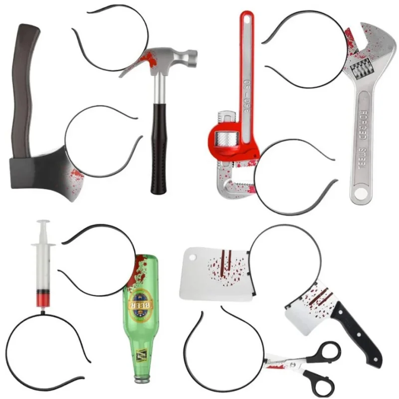 Halloween Party Haarbänder mit Messer, Axt, Hackmesser und Schere