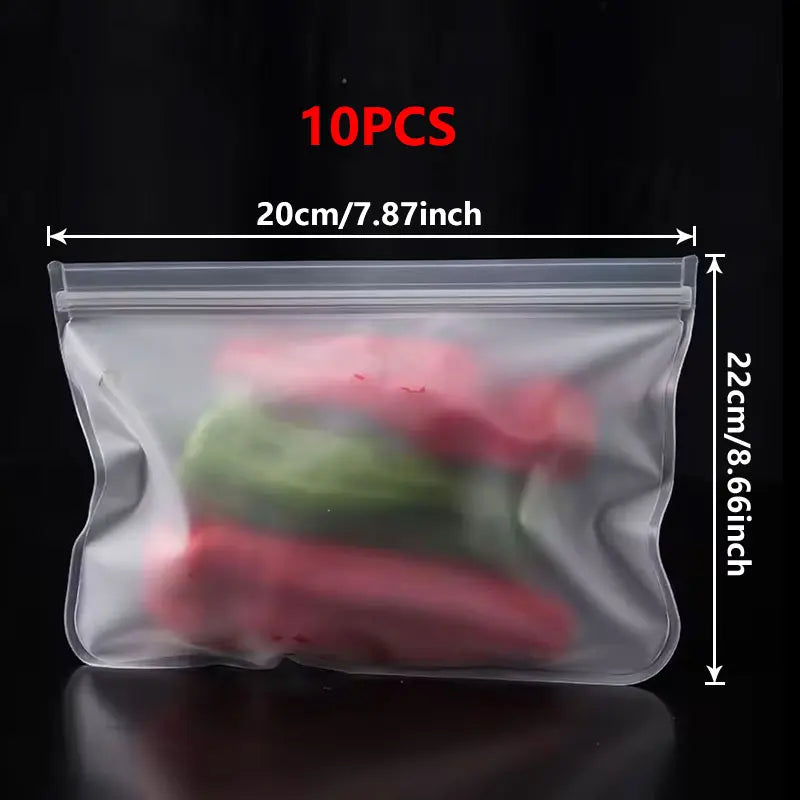 5 oder 10 Stück Silikon Aufbewahrungsbeutel auslaufsicher mit Druckverschluss