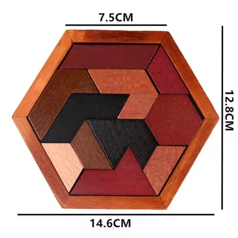 Montessori Holz Puzzle Tangram Geometrie Denkspiel Lernspielzeug Kinder
