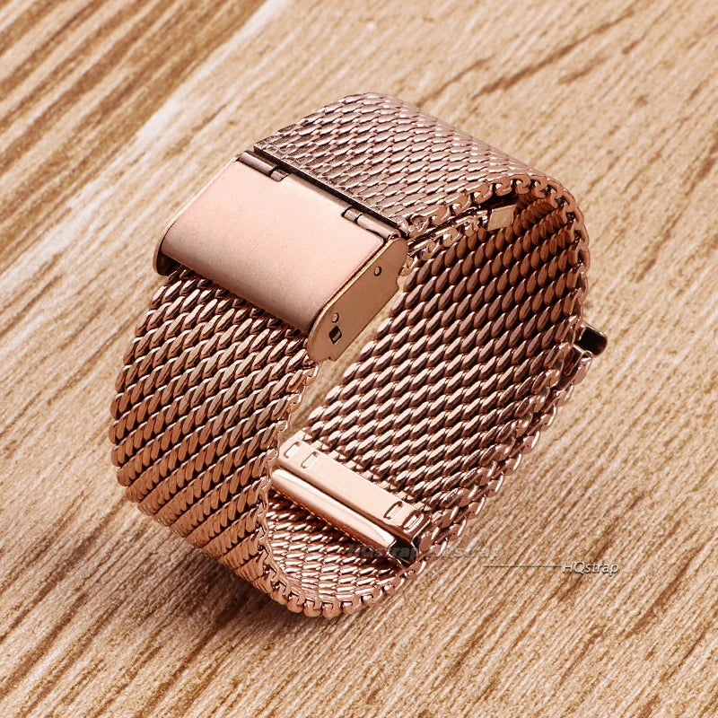 Universelles Milanaise Edelstahlarmband in 18 bis 24mm mit Metallverschluss