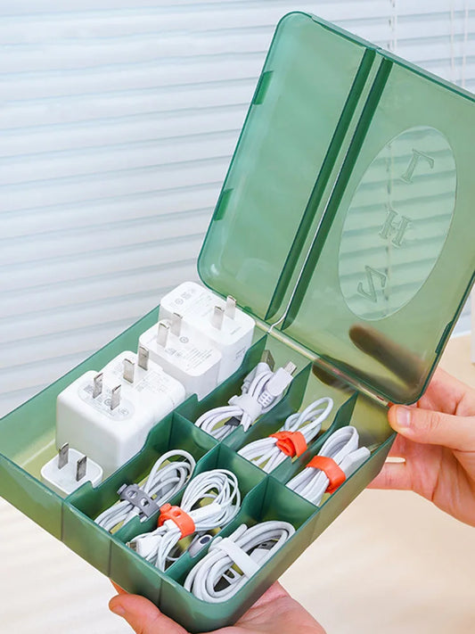 Große Organizer Box für Kabel Ladegeräte Zubehör – Anpassbare Trennwände