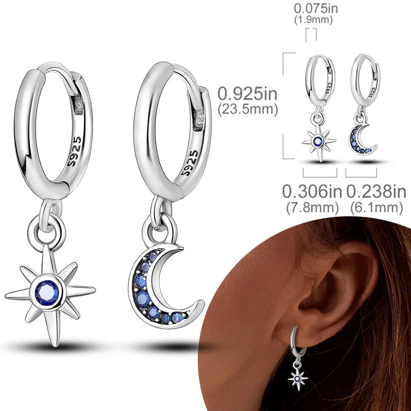 925 Sterling Silber Creolen mit Zirkonia Wassertropfen für Damen