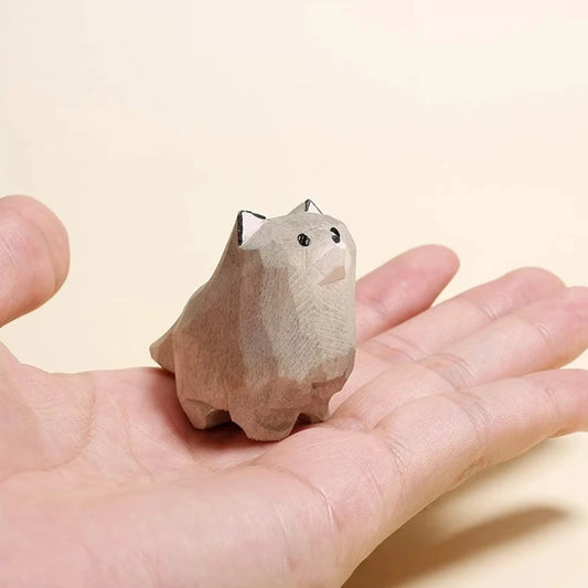 Handgeschnitzte Wolfskubus-Statue aus Holz für Ihre Heimdekoration