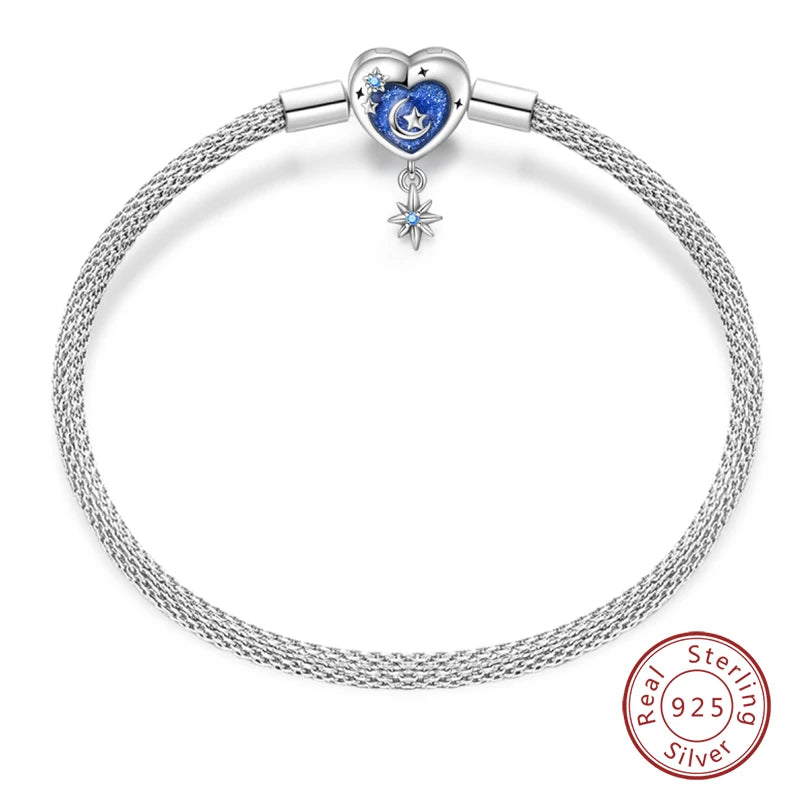 Armband Silber 925 mit Stern Mond Sonne und Grünem Zirkon Charm